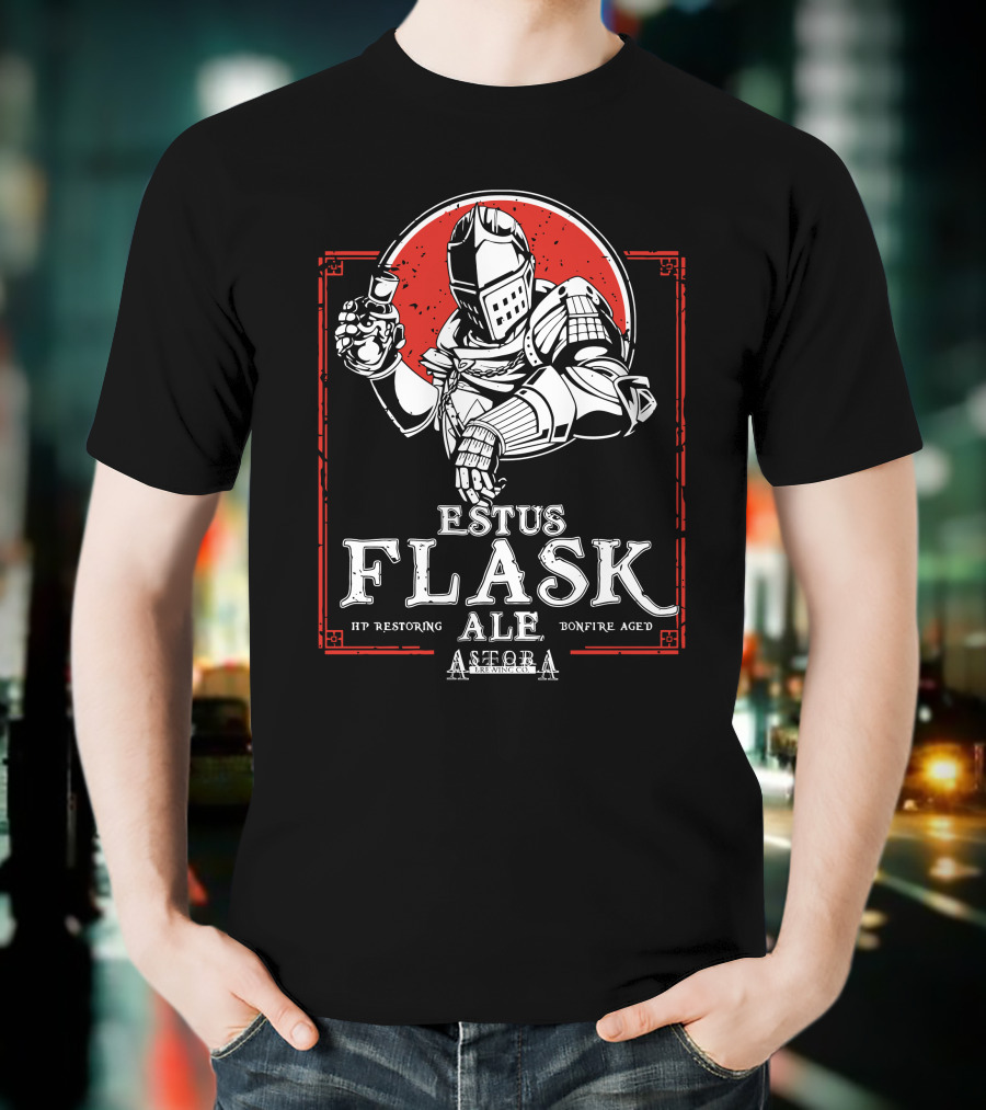 Estus Flask Ale HP Restoring Bonfire Aged Astora Art Wing Co T-Shirt