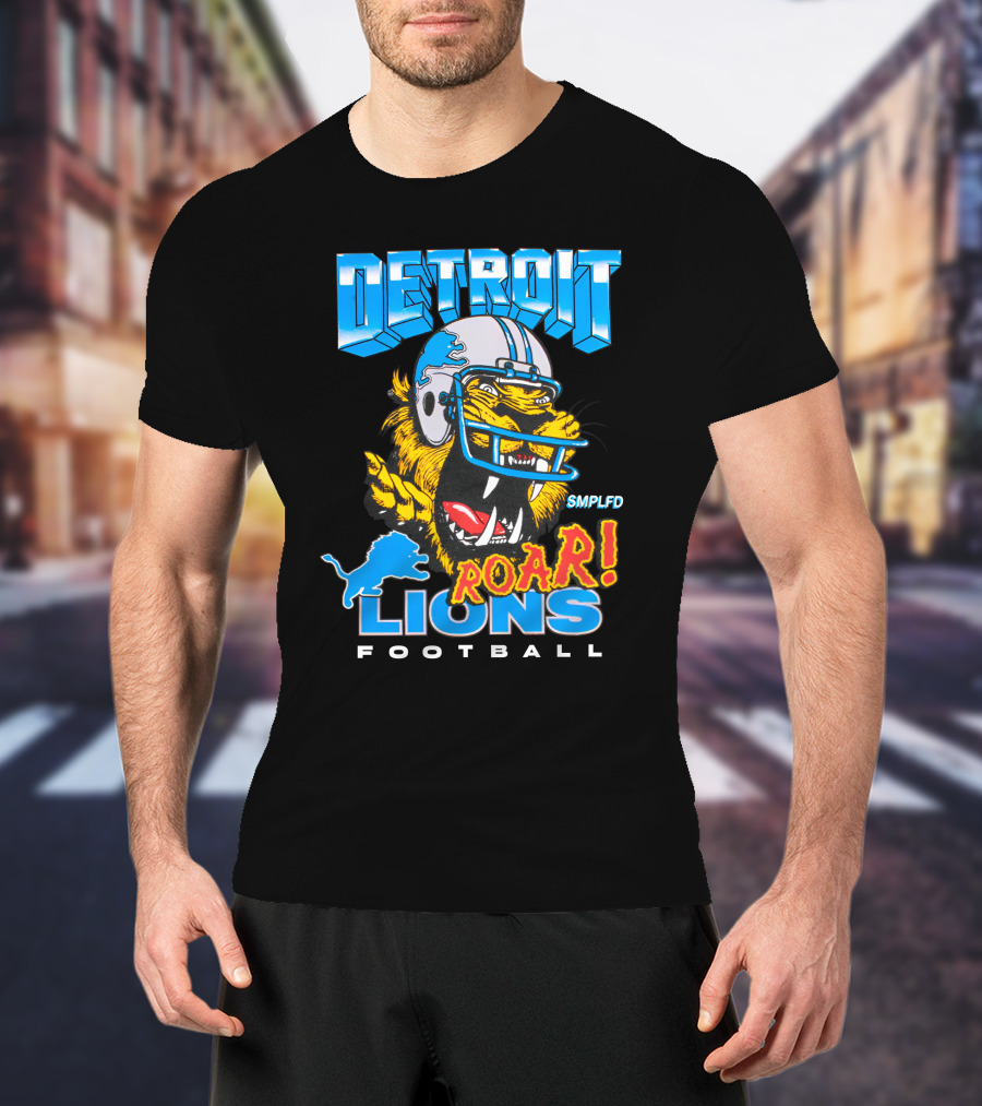 Detroit Lions SMPLFD Roar Football T-Shirt