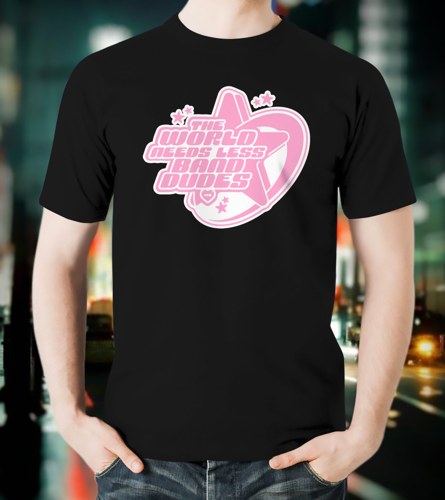 The World Needs Less Band Dudes Star Heart Pink Graphics T-Shirt