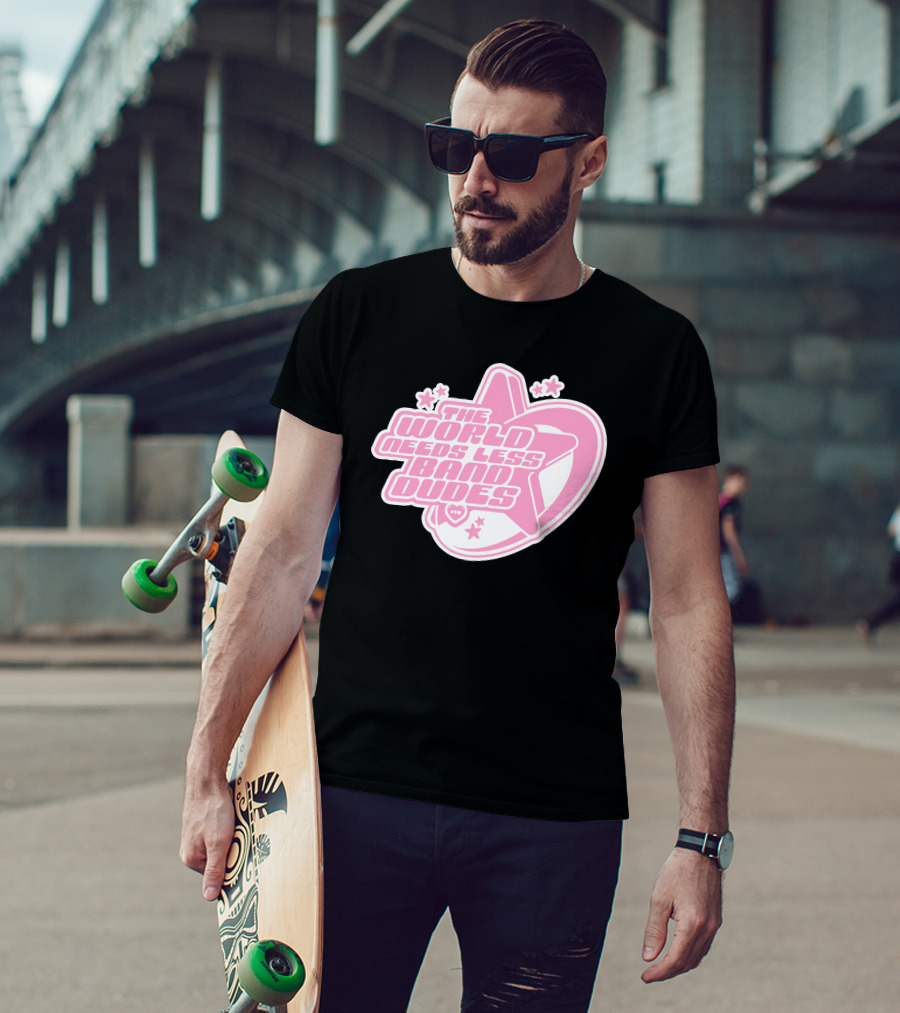 The World Needs Less Band Dudes Star Heart Pink Graphics T-Shirt
