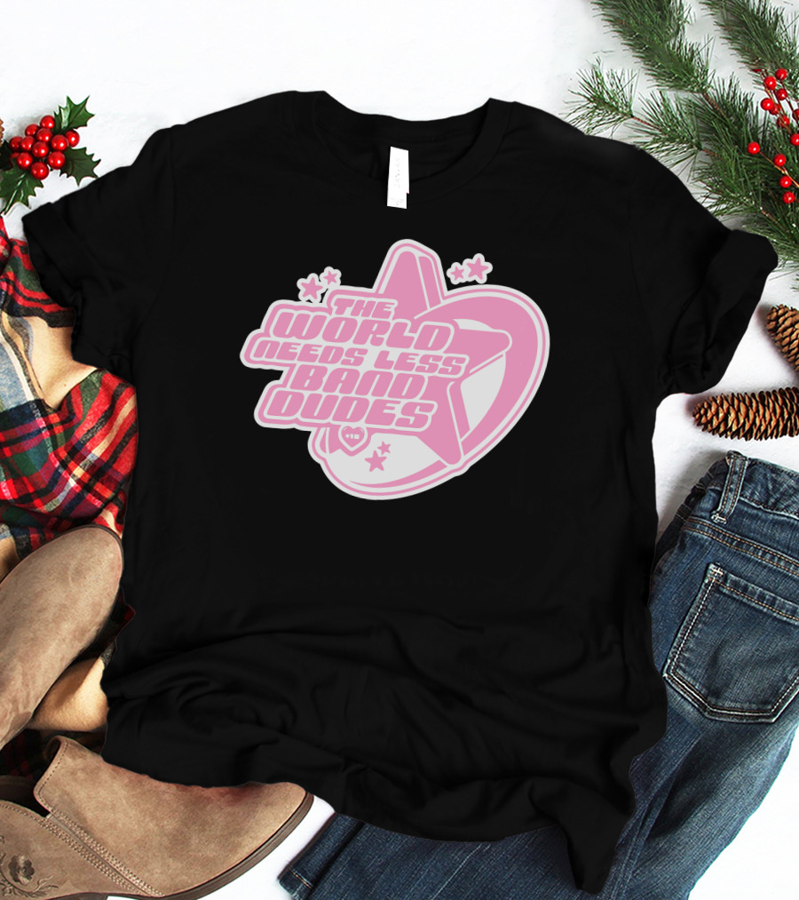 The World Needs Less Band Dudes Star Heart Pink Graphics T-Shirt