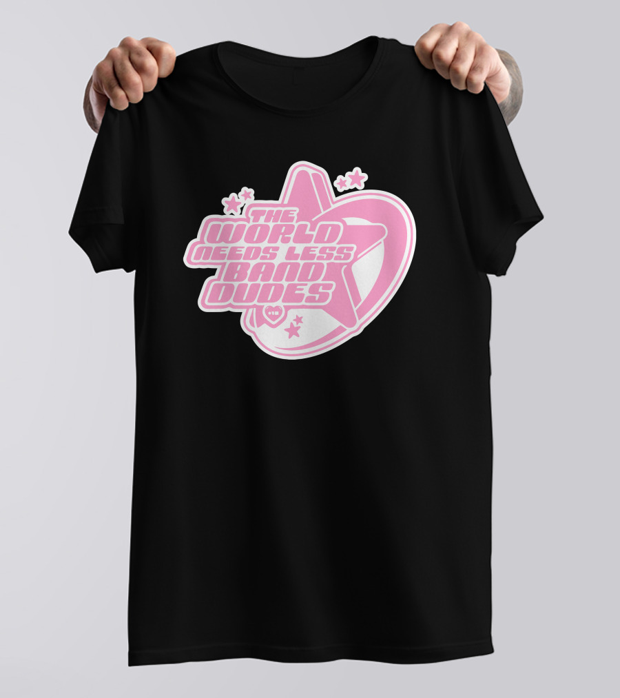 The World Needs Less Band Dudes Star Heart Pink Graphics T-Shirt