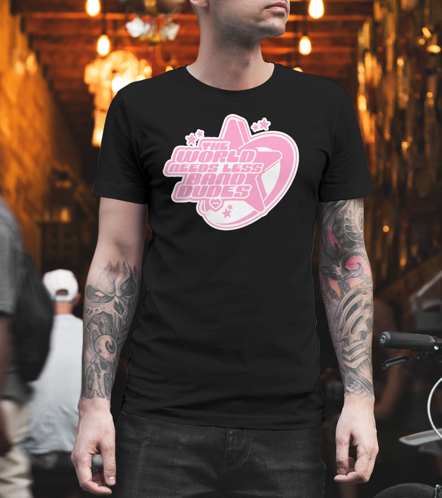 The World Needs Less Band Dudes Star Heart Pink Graphics T-Shirt