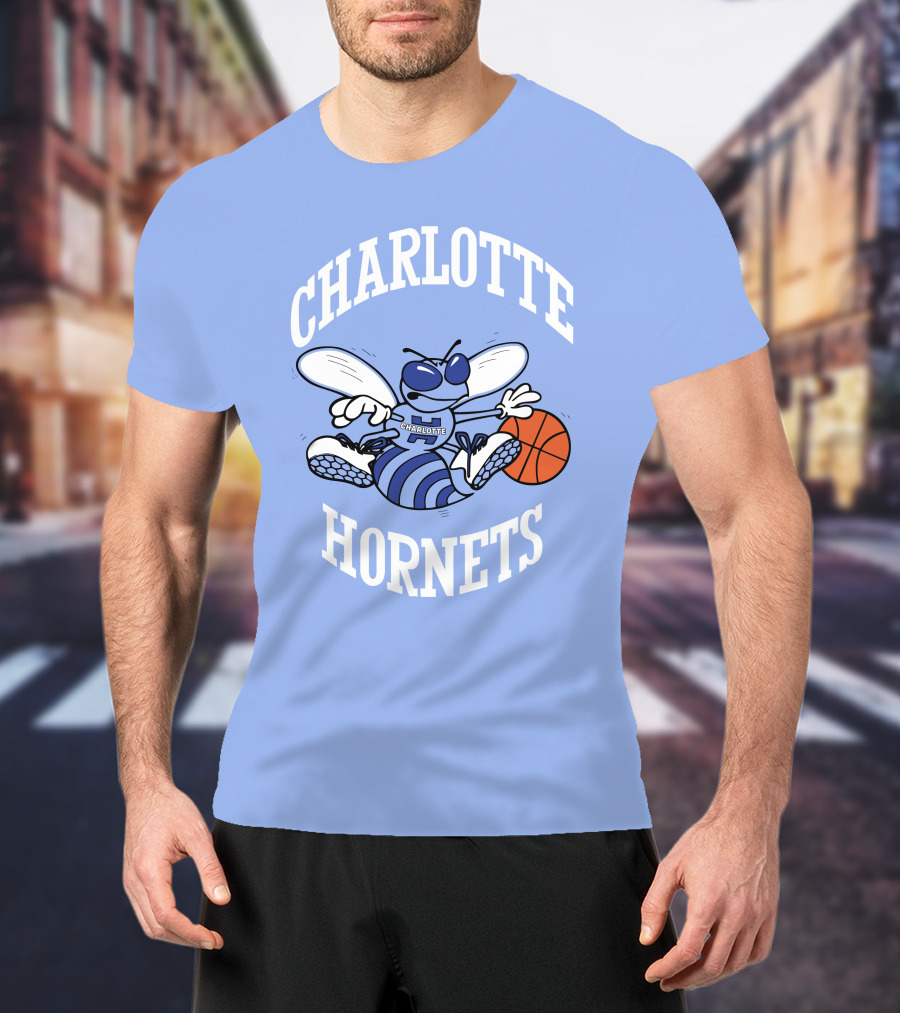 Charlotte Hornets Buzzing Basketball Mascot T-Shirt