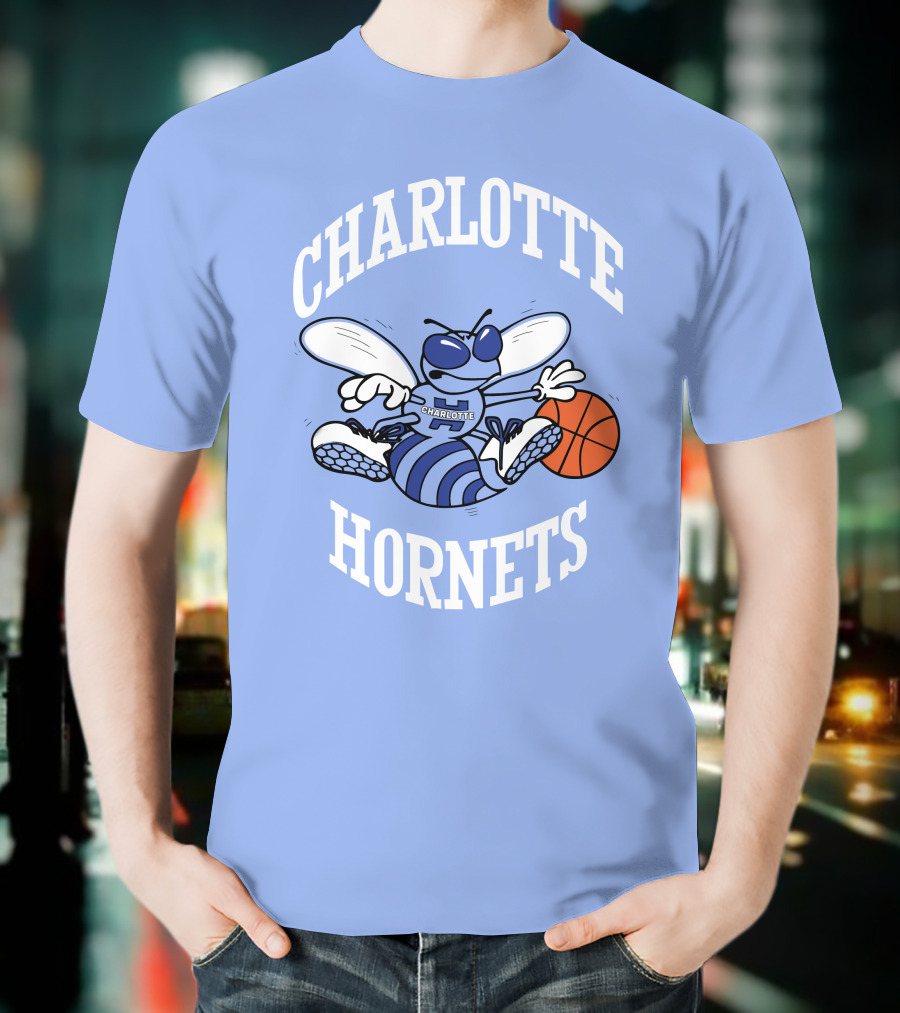 Charlotte Hornets Buzzing Basketball Mascot T-Shirt