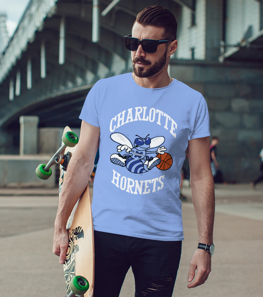 Charlotte Hornets Buzzing Basketball Mascot T-Shirt