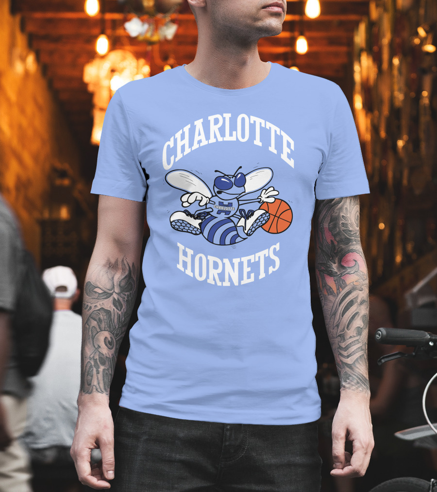 Charlotte Hornets Buzzing Basketball Mascot T-Shirt