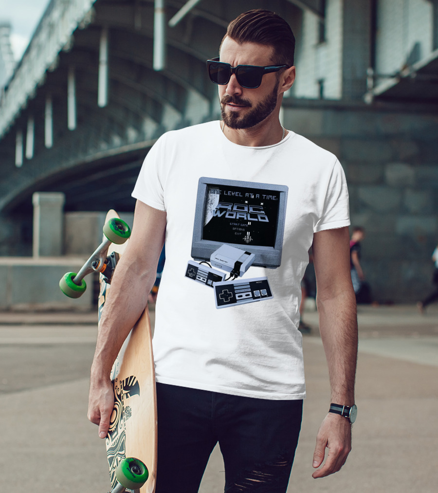 Rdc World NES One Level At A Time Retro Gaming Console And Controllers T-Shirt