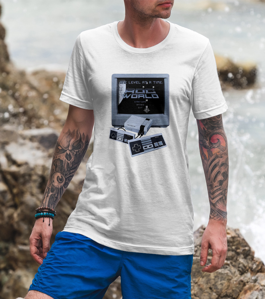 Rdc World NES One Level At A Time Retro Gaming Console And Controllers T-Shirt