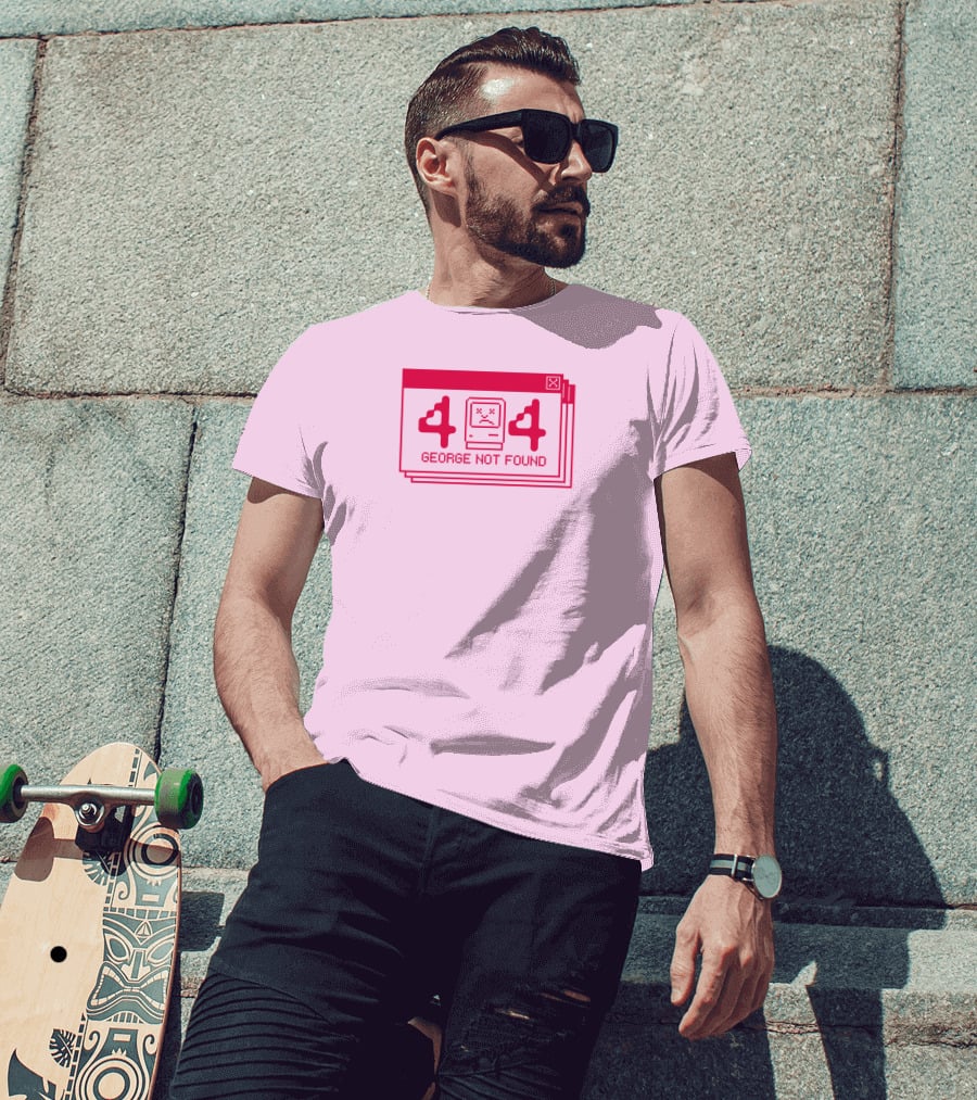 Georgenotfound Error 404 Retro Pixel Art Pink T-Shirt