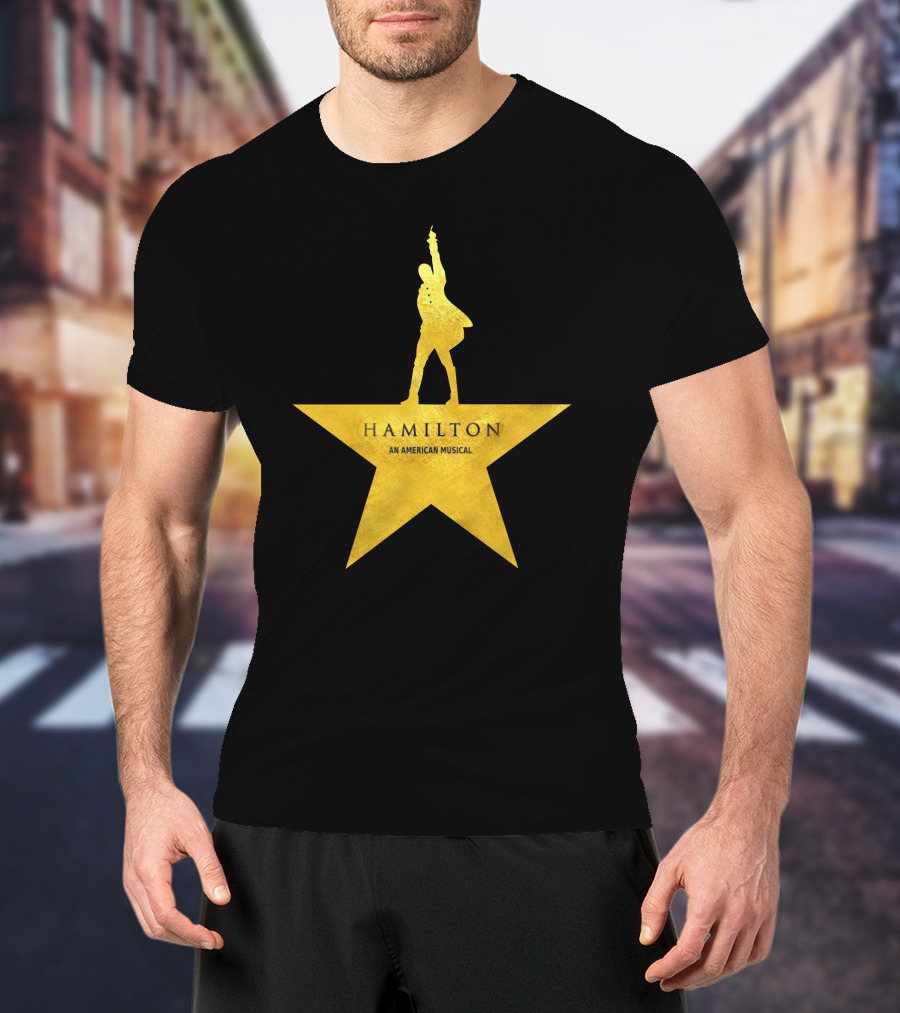 HAMILTON An American Musical Gold Star Icon Logo Standing Figure T-Shirt
