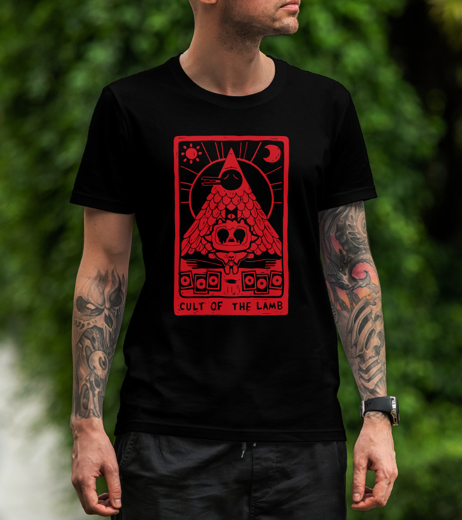 Hottopic Cult Of The Lamb Sun Moon Pyramid Symbolism T-Shirt