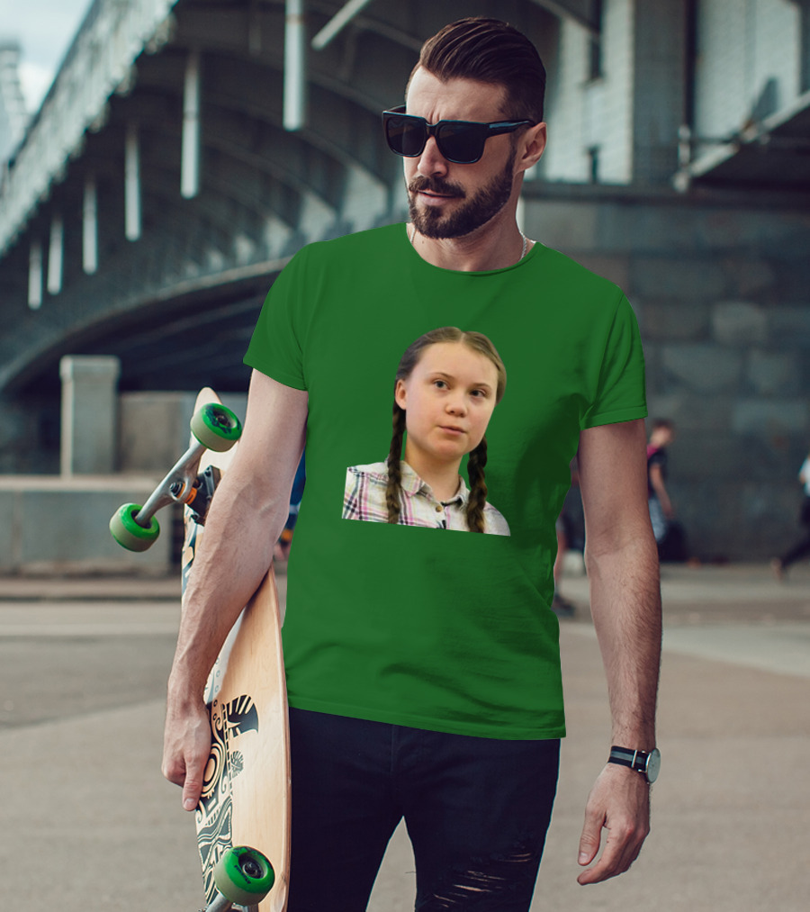 Greta’s Face Green Background T-Shirt