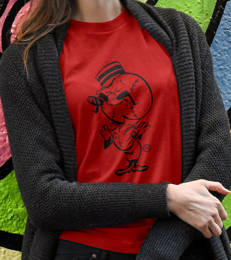 Cigar-Smoking Baseball Head Cartoon With Hat T-Shirt