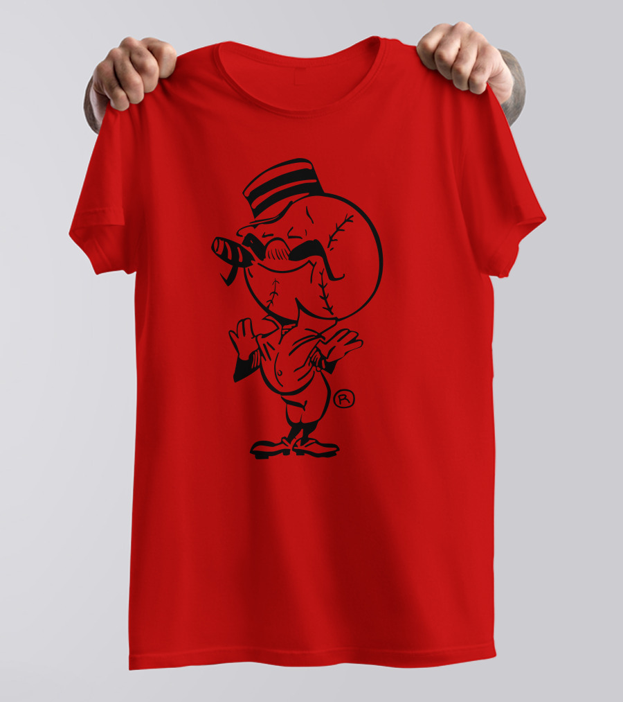 Cigar-Smoking Baseball Head Cartoon With Hat T-Shirt