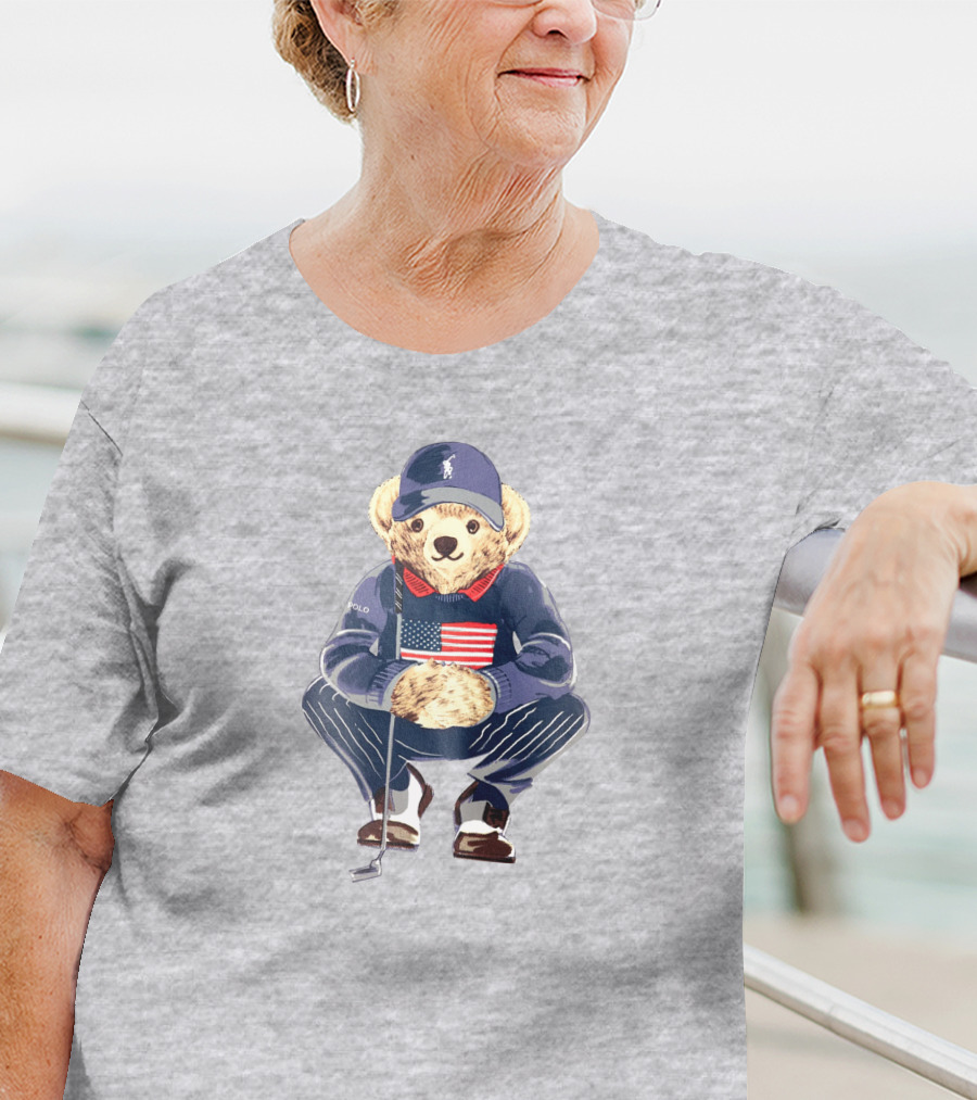 Justin Thomas Polo Golf Bear USA Flag T-Shirt