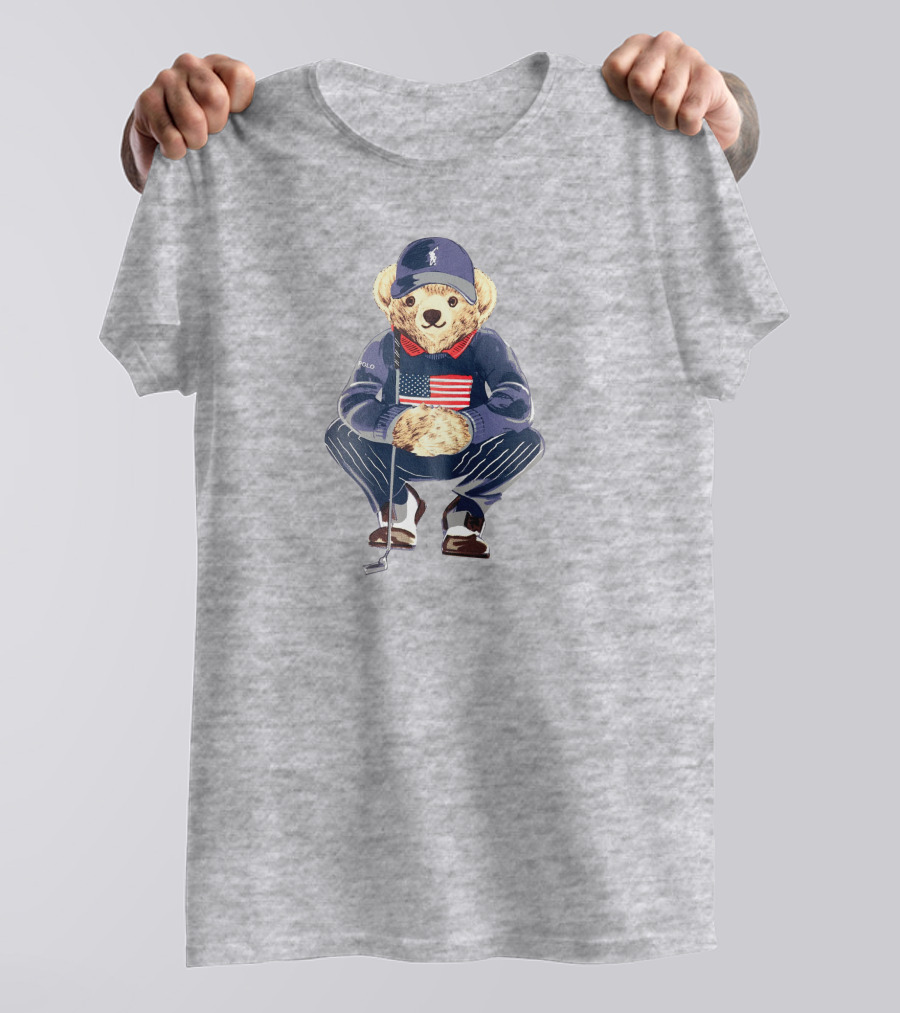 Justin Thomas Polo Golf Bear USA Flag T-Shirt