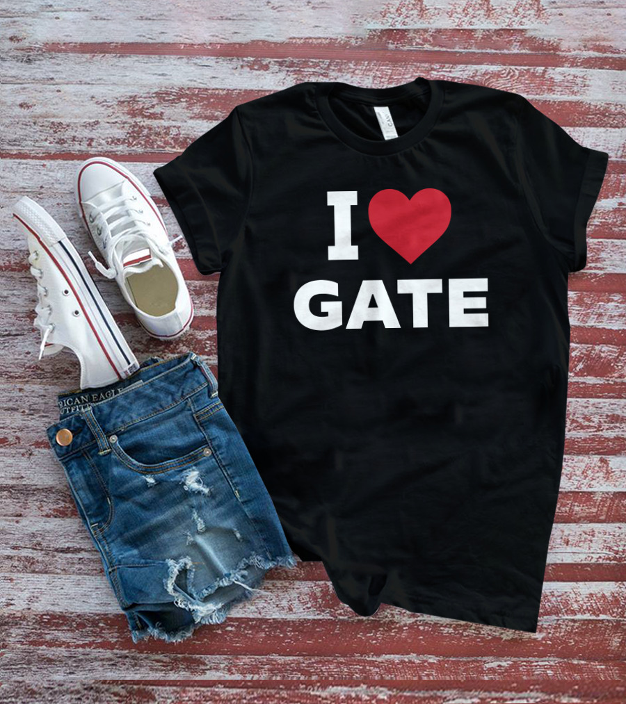 I Love Gate Red Heart Icon Text T-Shirt