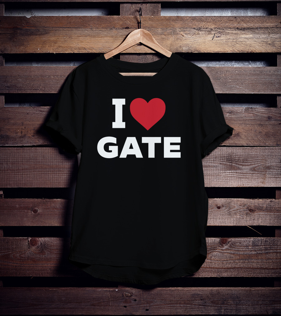 I Love Gate Red Heart Icon Text T-Shirt