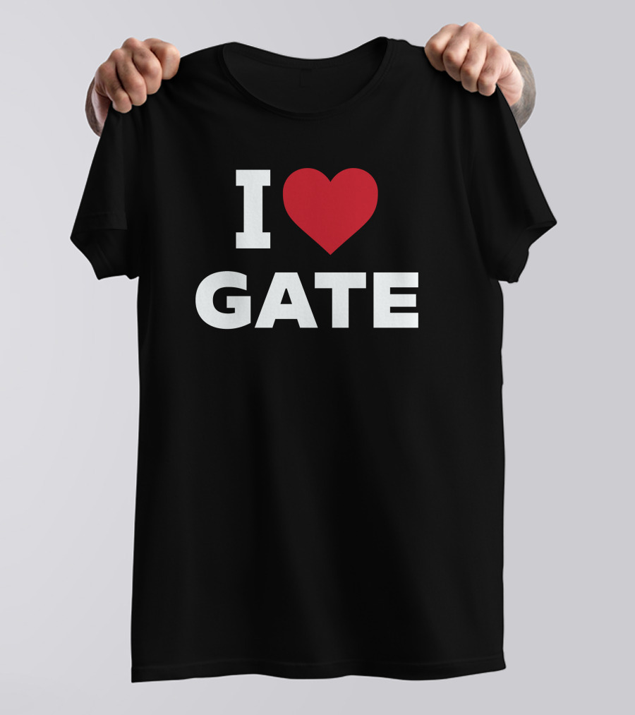 I Love Gate Red Heart Icon Text T-Shirt