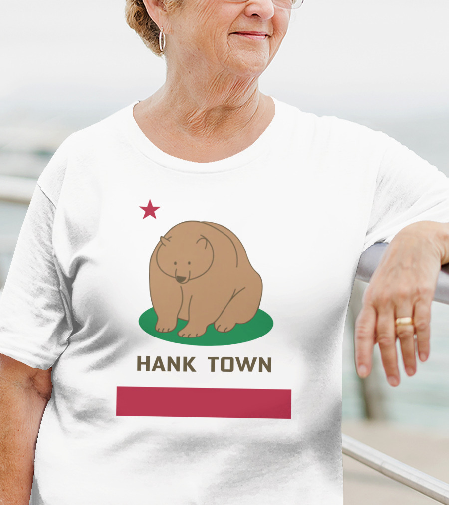 Hank Town California Bear Star Green Brown Red T-Shirt