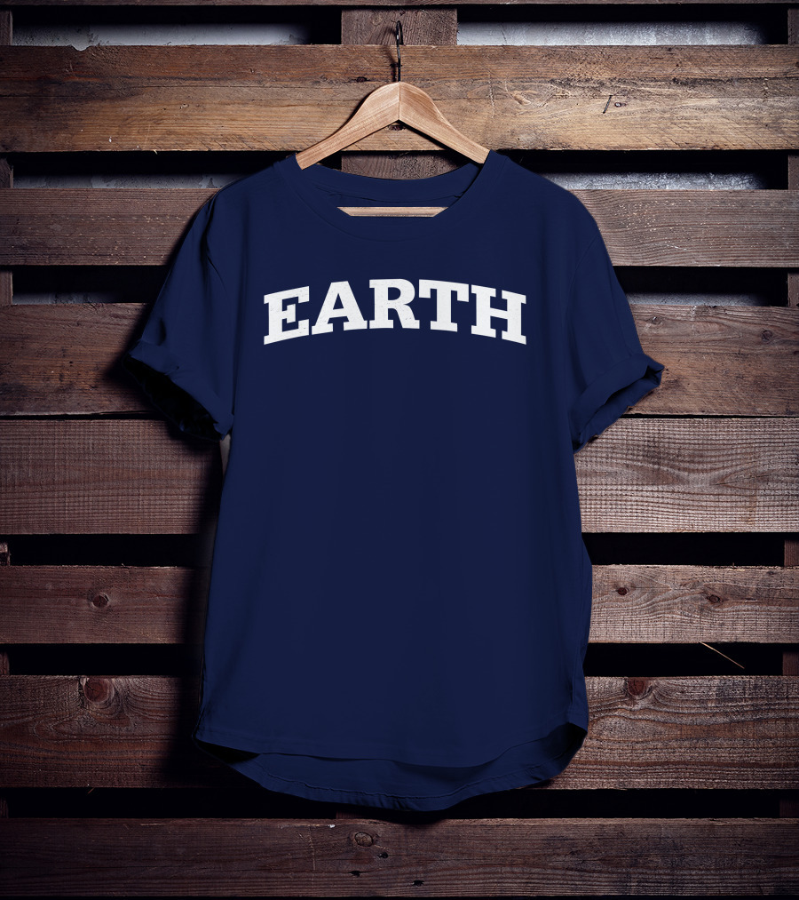 Cotton Bureau Earth Bold Text Navy T-Shirt