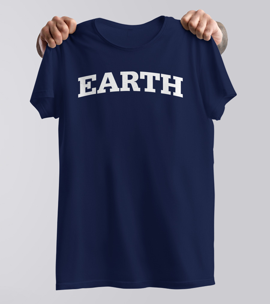 Cotton Bureau Earth Bold Text Navy T-Shirt