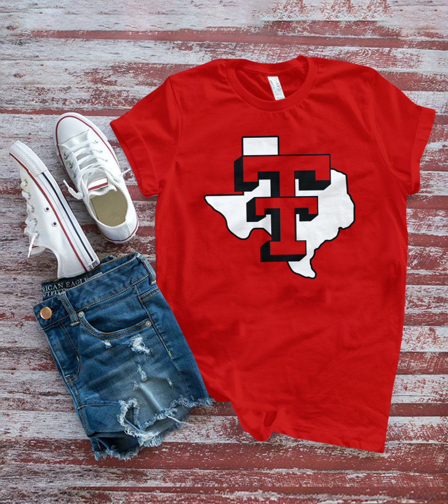 Texas Tech Red Raiders Double T Texas Outline T-Shirt