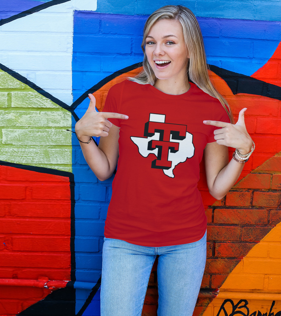 Texas Tech Red Raiders Double T Texas Outline T-Shirt