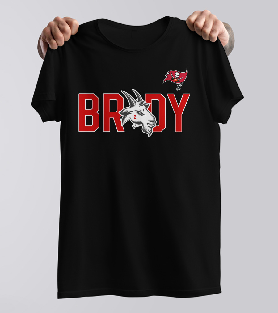 Tom Brady Buccaneers Goat With 12 Jersey And Flag T-Shirt