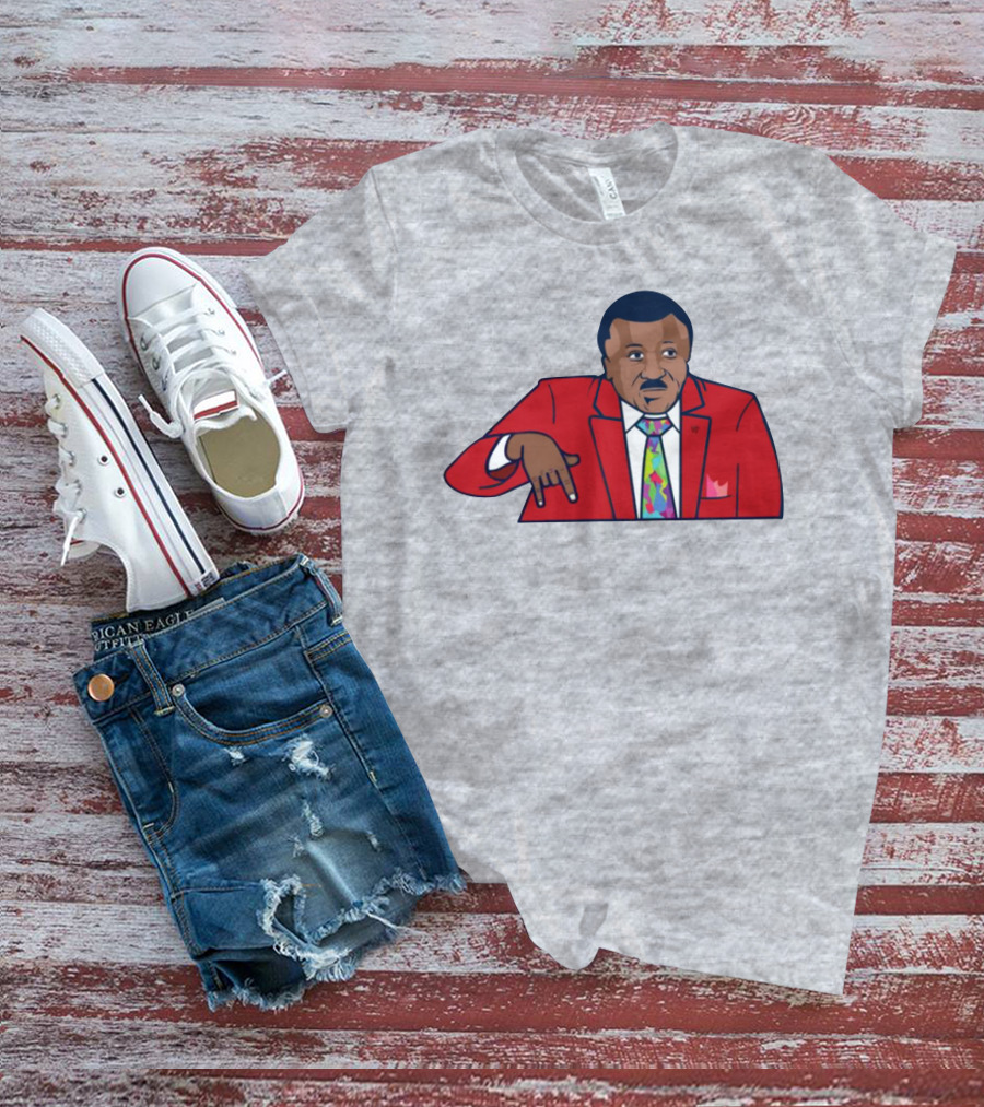 Basketball Analyst Fashion Red Suit Icon Horns Down Gesture T-Shirt