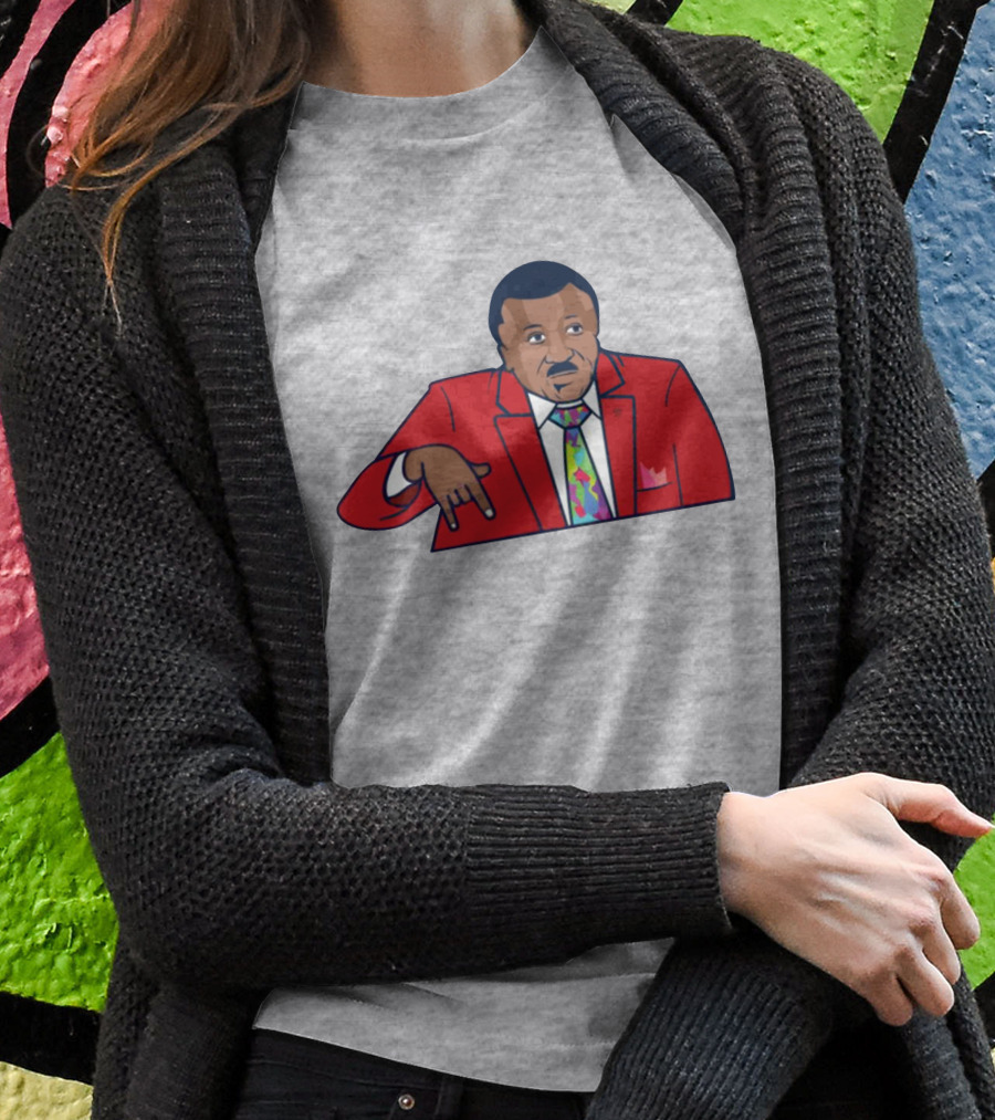 Basketball Analyst Fashion Red Suit Icon Horns Down Gesture T-Shirt