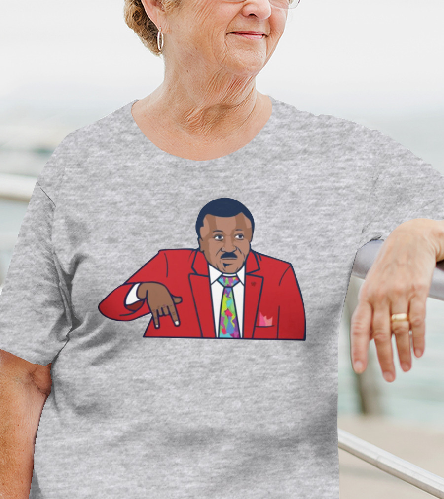 Basketball Analyst Fashion Red Suit Icon Horns Down Gesture T-Shirt