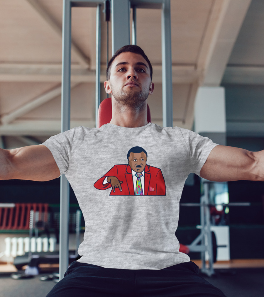 Basketball Analyst Fashion Red Suit Icon Horns Down Gesture T-Shirt