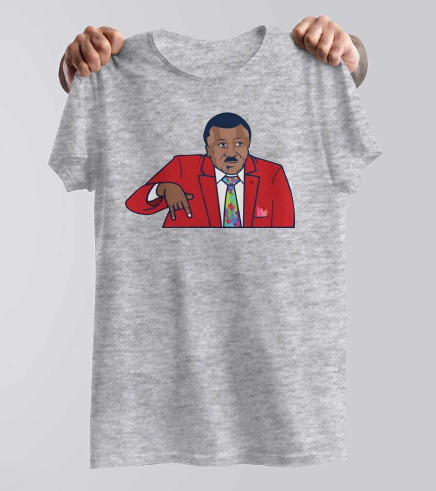Basketball Analyst Fashion Red Suit Icon Horns Down Gesture T-Shirt