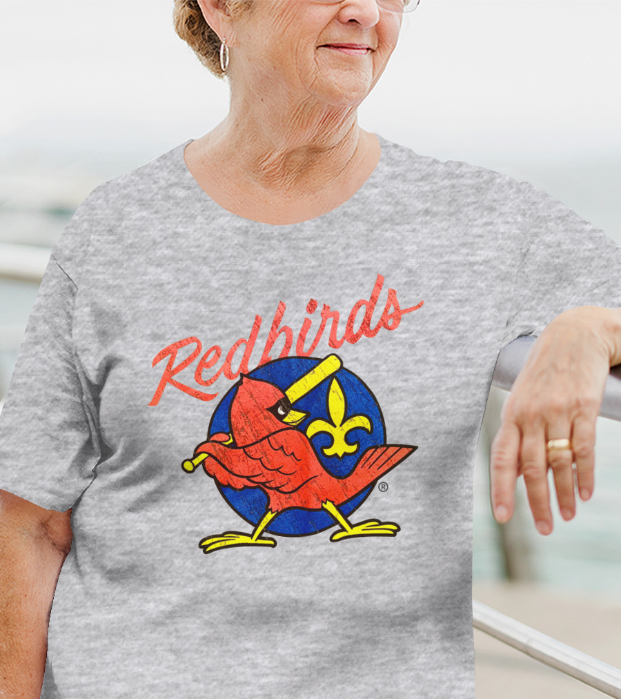 Redbirds Vintage Throwback Blue Circle Fleur-de-Lis T-Shirt