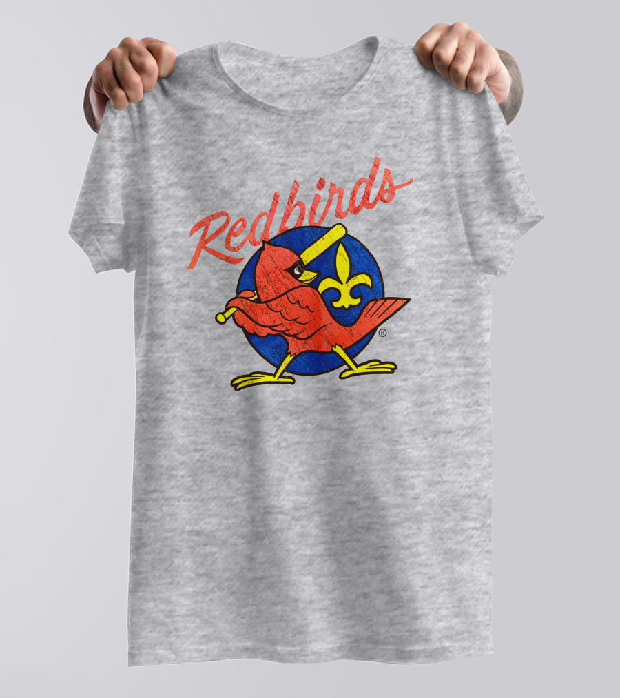 Redbirds Vintage Throwback Blue Circle Fleur-de-Lis T-Shirt