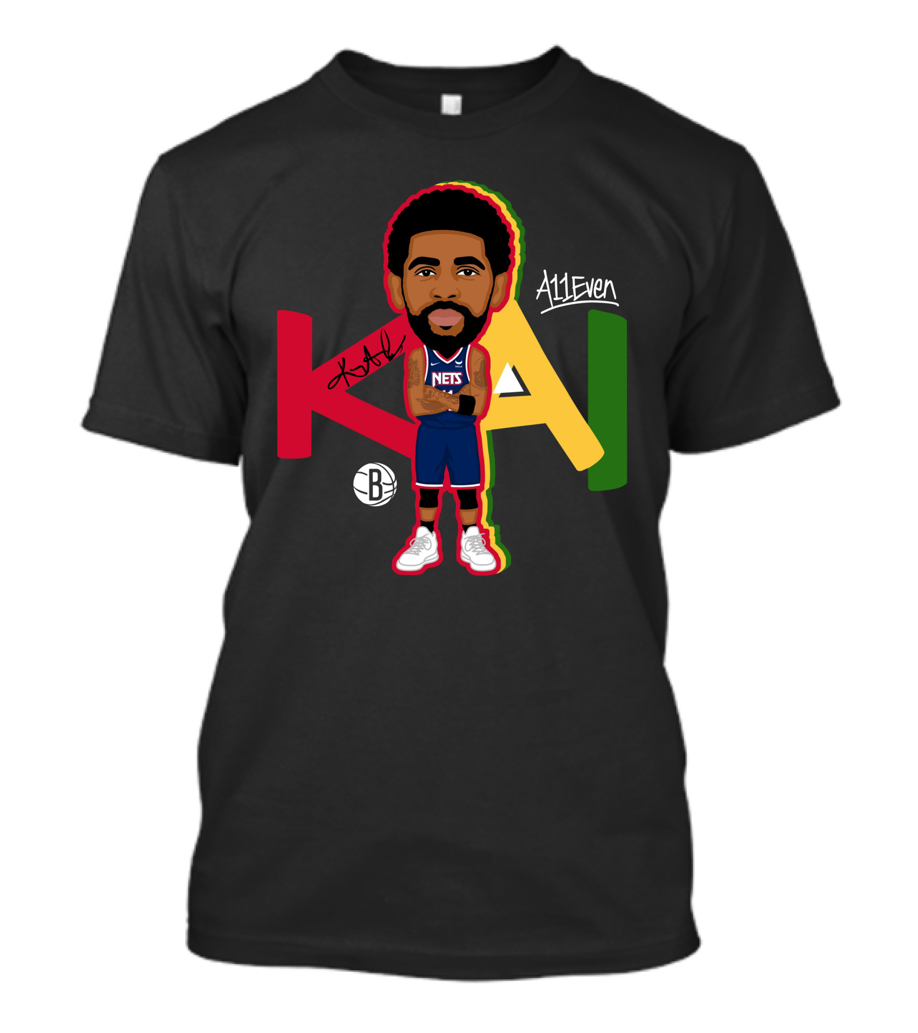 Kyrie Irving A11even Kai Brooklyn Nets Bold Color Character T-Shirt