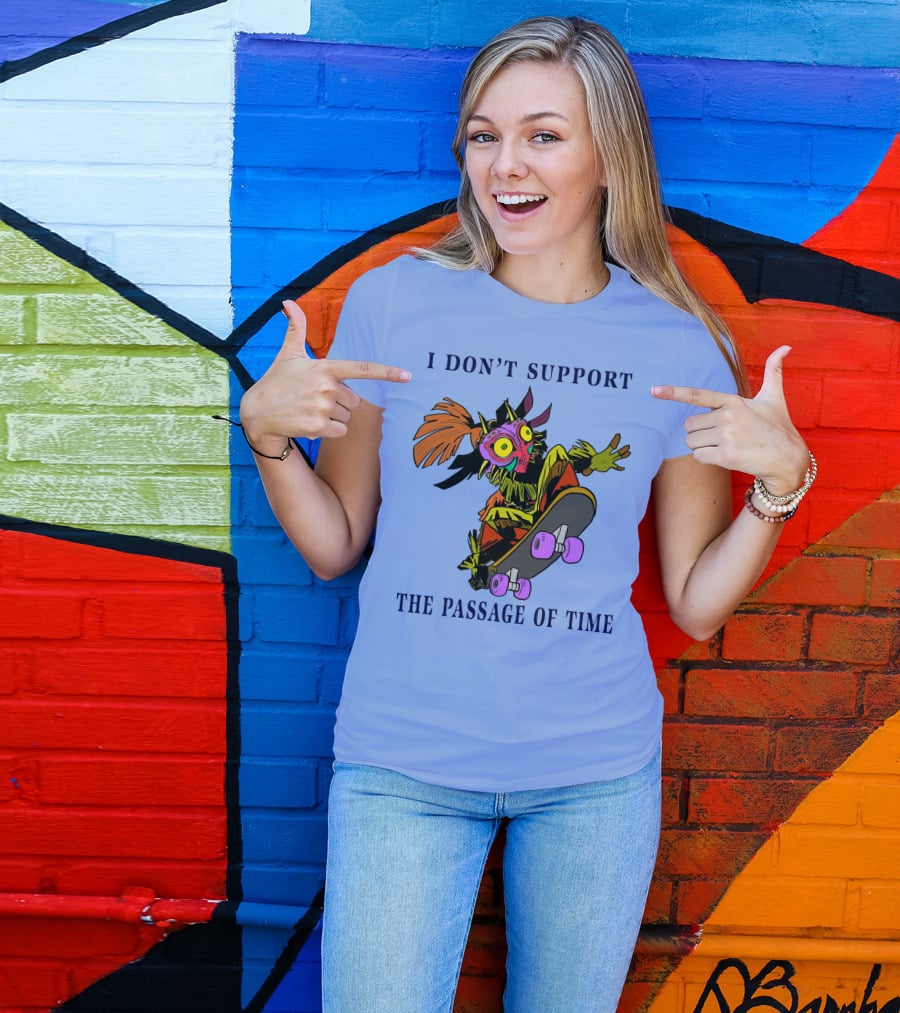 I Don't Support The Passage Of Time Skateboarding Masked Character T-Shirt