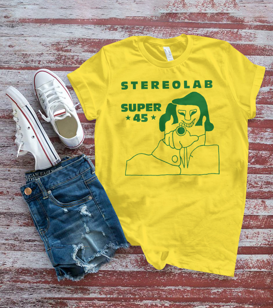 Stereolab Super 45 Abstract Green Figure With Stars T-Shirt