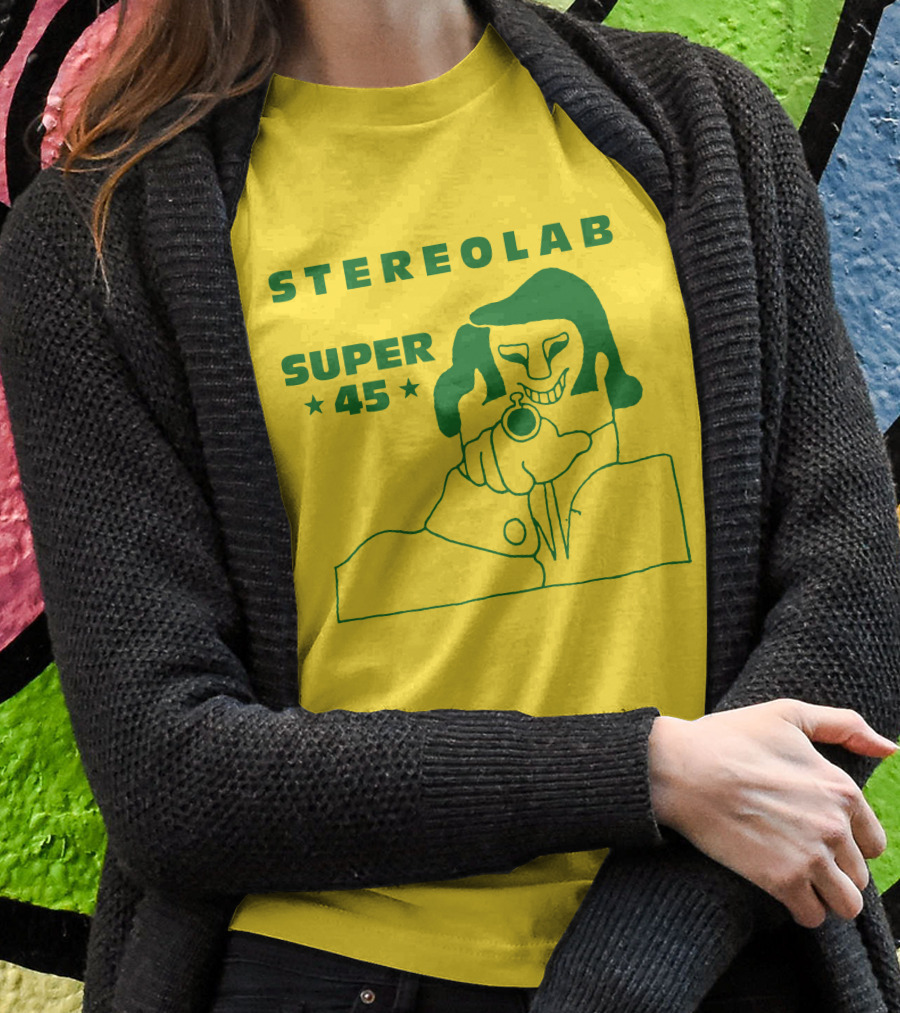 Stereolab Super 45 Abstract Green Figure With Stars T-Shirt