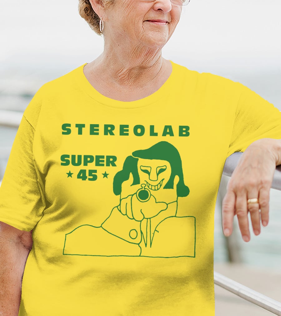 Stereolab Super 45 Abstract Green Figure With Stars T-Shirt