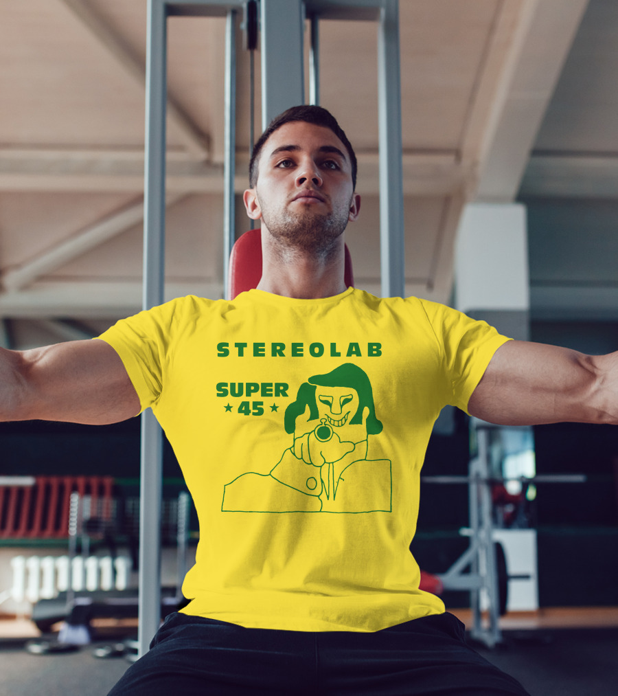 Stereolab Super 45 Abstract Green Figure With Stars T-Shirt