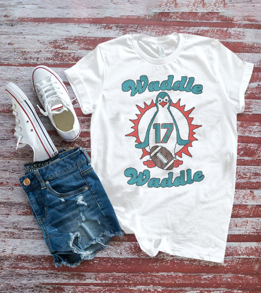 Waddle Waddle Penguin 17 Football Miami Dolphins T-Shirt