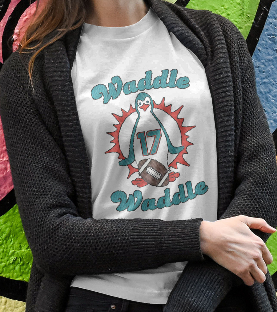 Waddle Waddle Penguin 17 Football Miami Dolphins T-Shirt