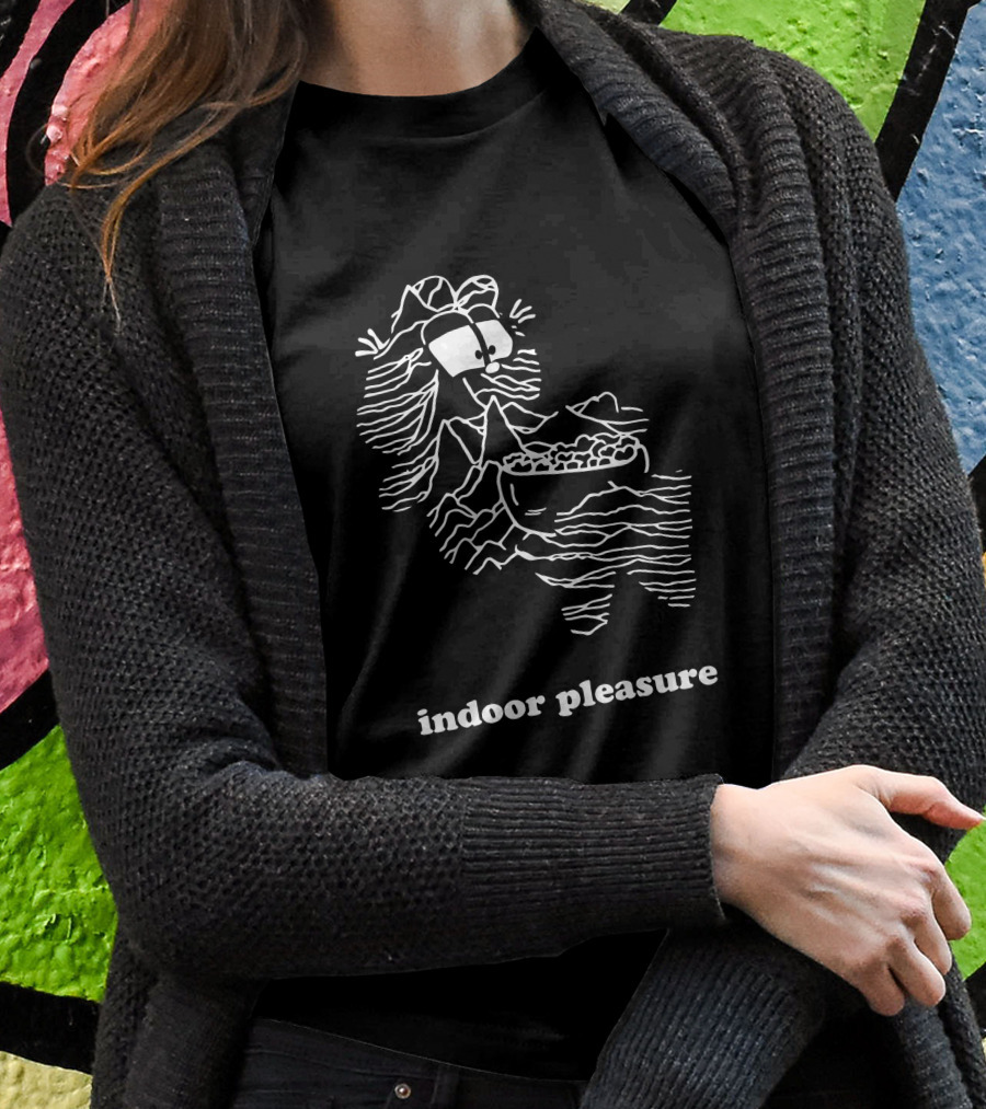 Indoor Pleasure Line Art Cartoon With Snack Bowl T-Shirt