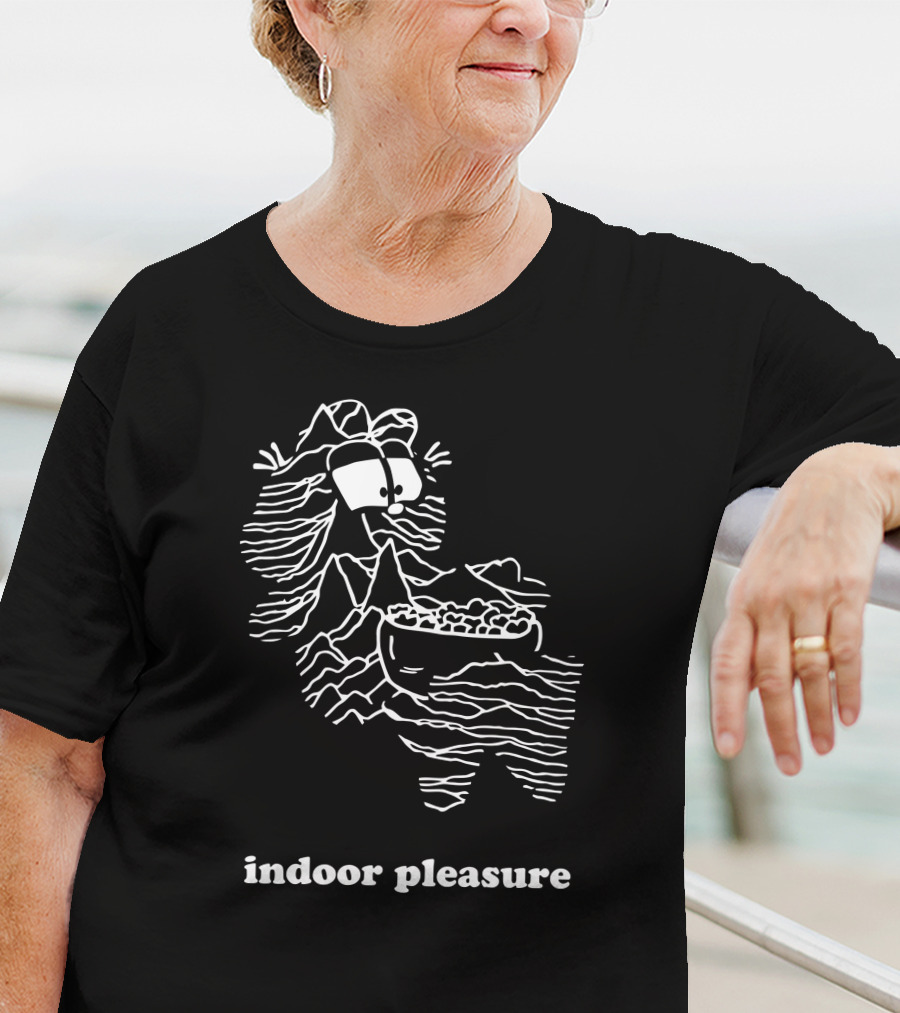 Indoor Pleasure Line Art Cartoon With Snack Bowl T-Shirt