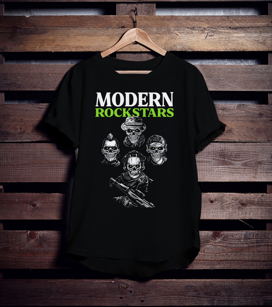 Modern Rockstars Modern Warfare 2 Skulls Holding Guns T-Shirt