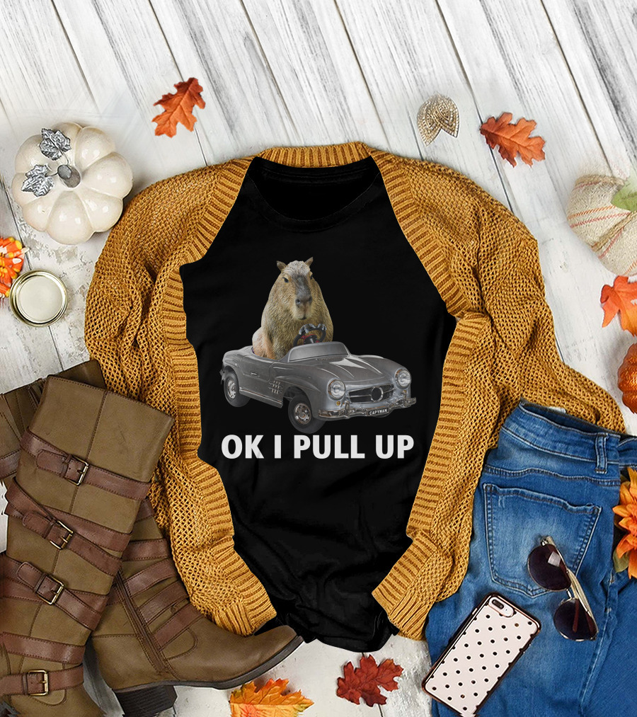 Capybara In Classic Car OK I Pull Up T-Shirt