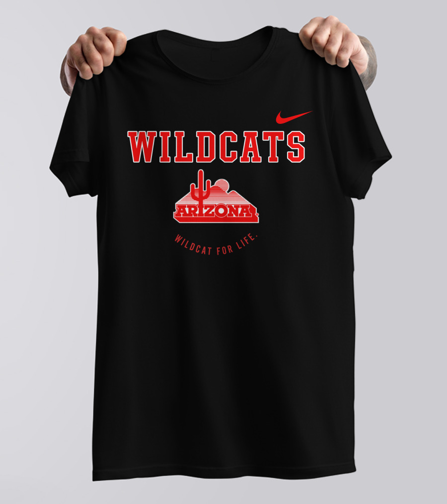 Wildcats Arizona Wildcat For Life Swoosh With Desert Cactus T-Shirt